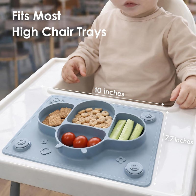 ROCCED Suction Plates for Baby Placemat Spoon Fork Set for Toddlers, Silicone Baby Plates with Suction Baby Dishes for Kids Plates-mustard - Image 4